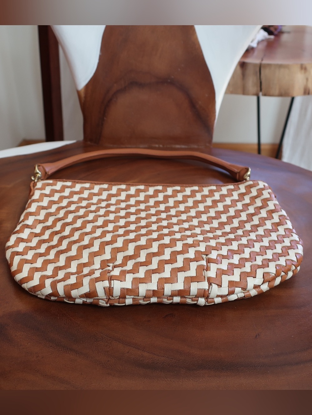 Clare V. Petit Moyen in Natural Cream Woven Zig Zag - Picture 9 of 11